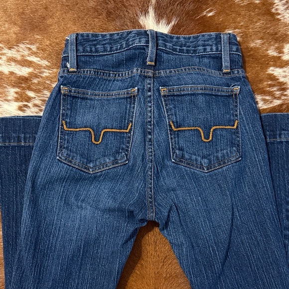 Kimes Ranch Dark Blue Flare Jeans with Gold Stitching